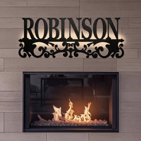 Personalized LED Family Name Metal Wall Sign with Remote – 43 Inch