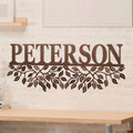 Richies Home Personalized Leaf Vine Family Name Metal Wall Sign – 37 Inch