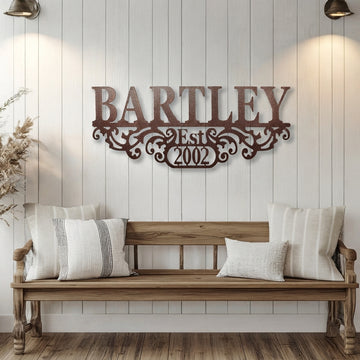 Richies Home Personalised Family Name & Established Year Metal Wall Sign – 36 Inch