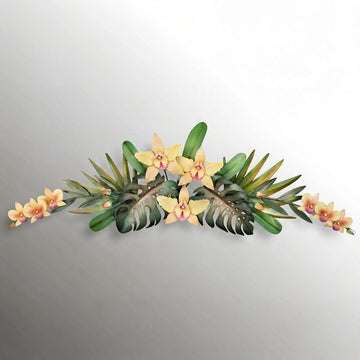 Richies Home Tropical Orchid Swag Metal Wall Topper – 40 Inch