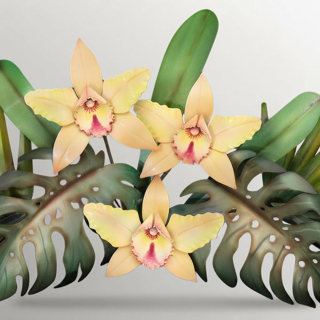 Richies Home Tropical Orchid Swag Metal Wall Topper – 40 Inch