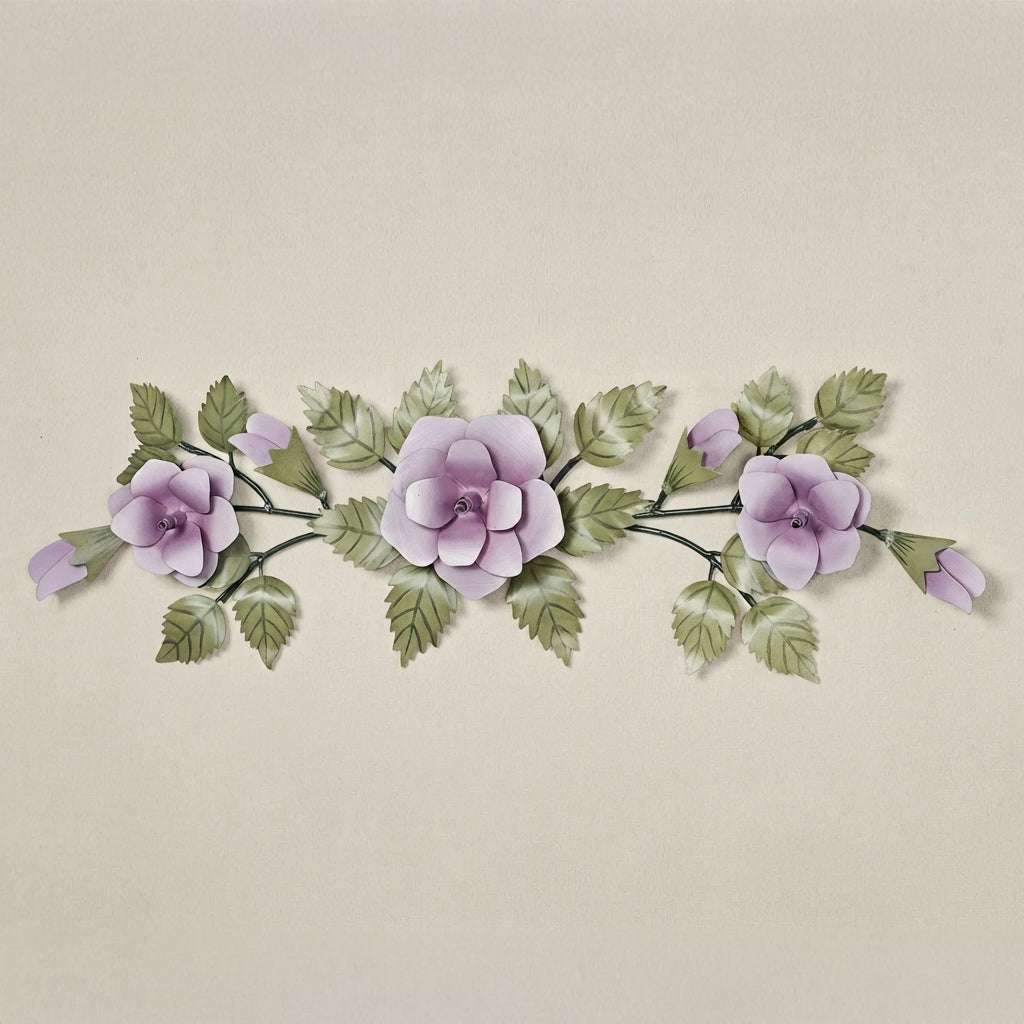 Richies Home Lavender Rose Swag Metal Wall Topper – 31 Inch
